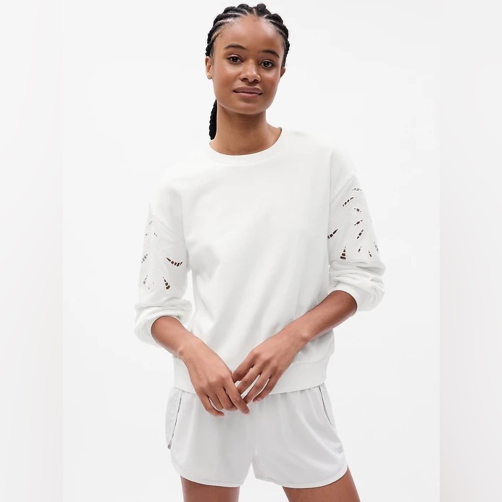 Gap Vintage Eyelet Sleeve White Sweatshirt